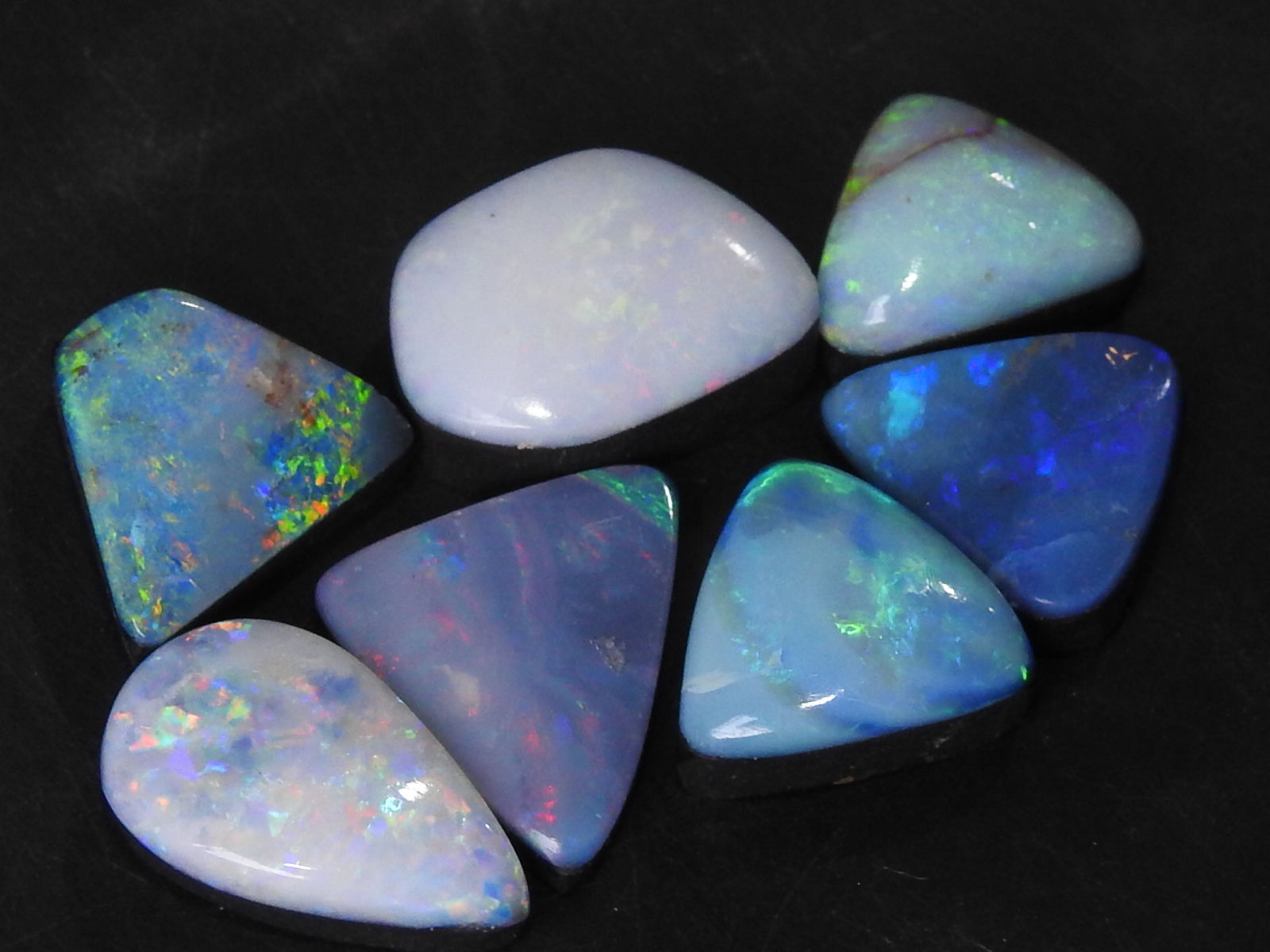 Australian Opal Doublet Cabochon Lot Smooth Polished 7Piece 10-13MM Long Approx