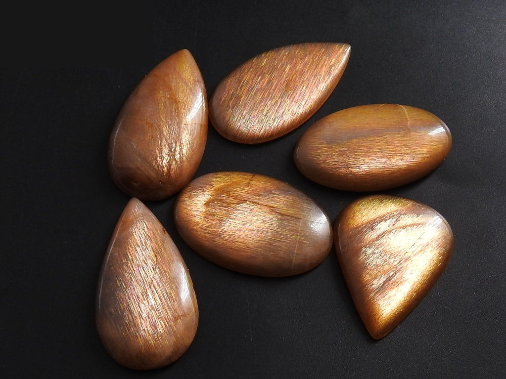 African Peach Sunstone Smooth Cabochon Loose Gemstone For Making Jewelry