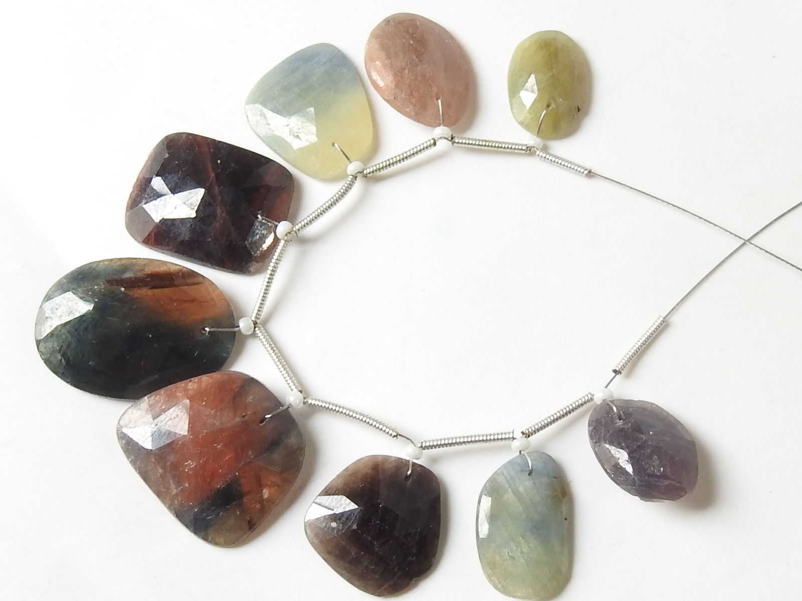 Multi Sapphire Faceted Fancy Shape Cabochon Briolette