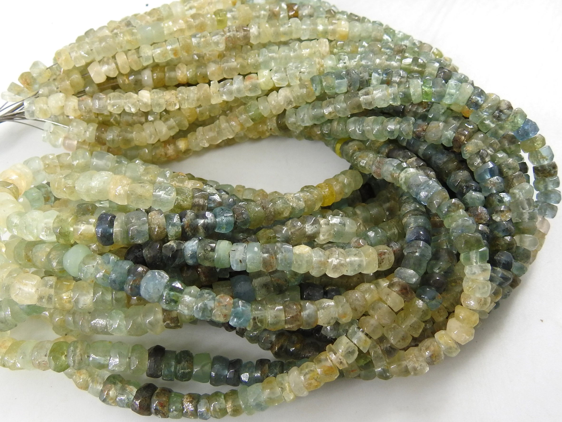 Aquamarine Multi Shaded Smooth Heishi Tyre Beads
