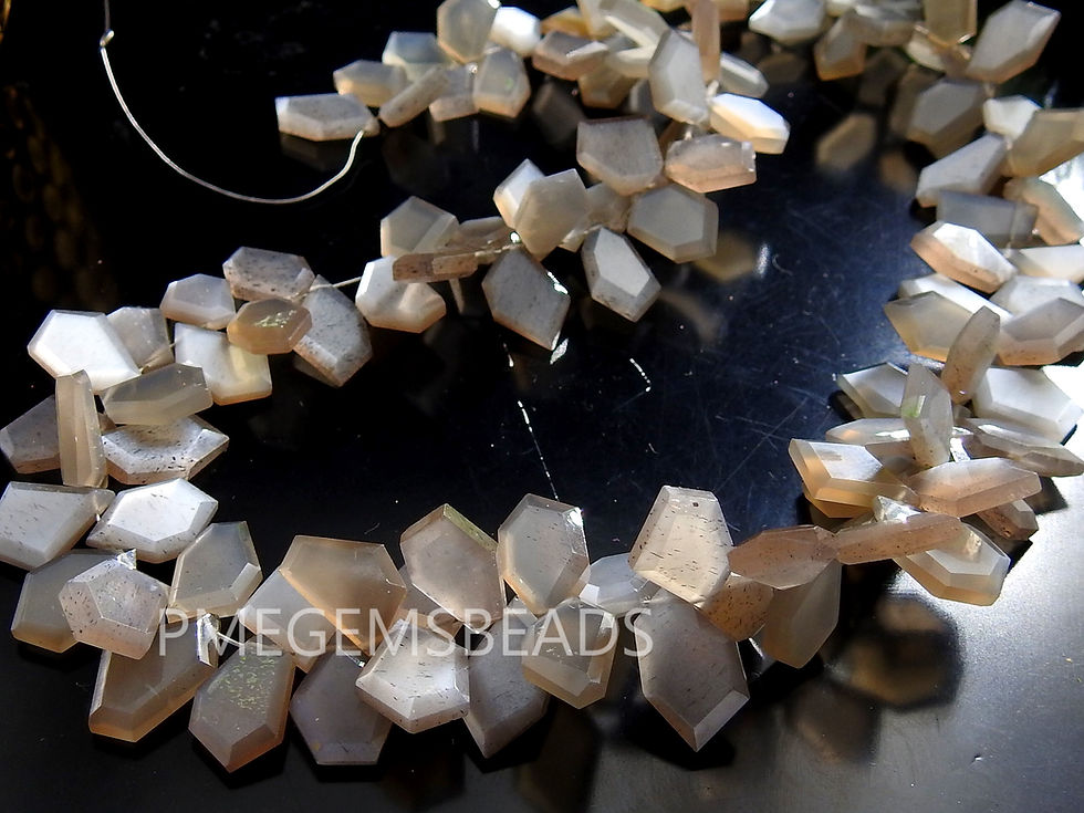 Gray Moonstone Faceted Fancy Slice Shape Briolette