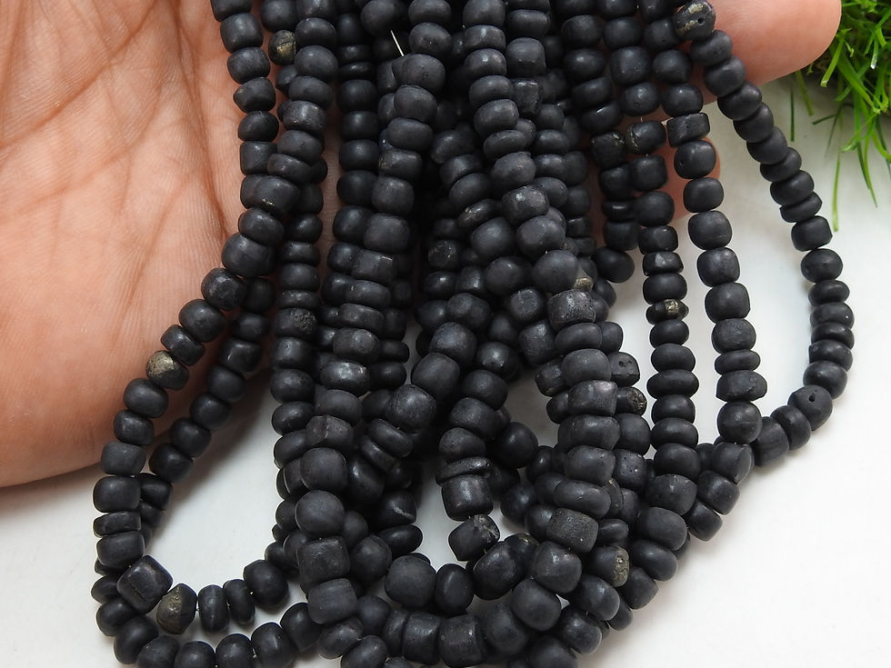 Miniature : Shungite Smooth Matte Polished Roundel Beads