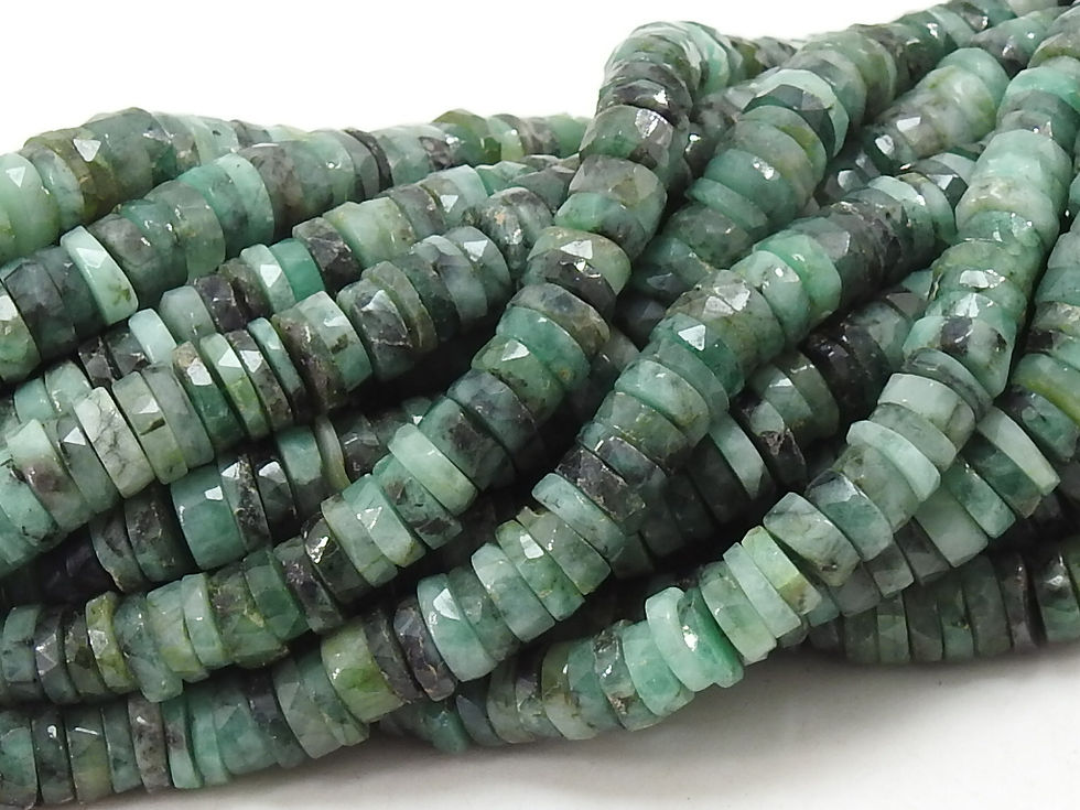 Emerald Faceted Tire Shape Beads