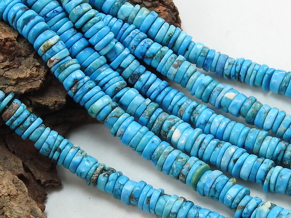 サムネイル： Blue Turquoise Smooth Heishi Tyre Beads/Synthetic/For Making Jewelry