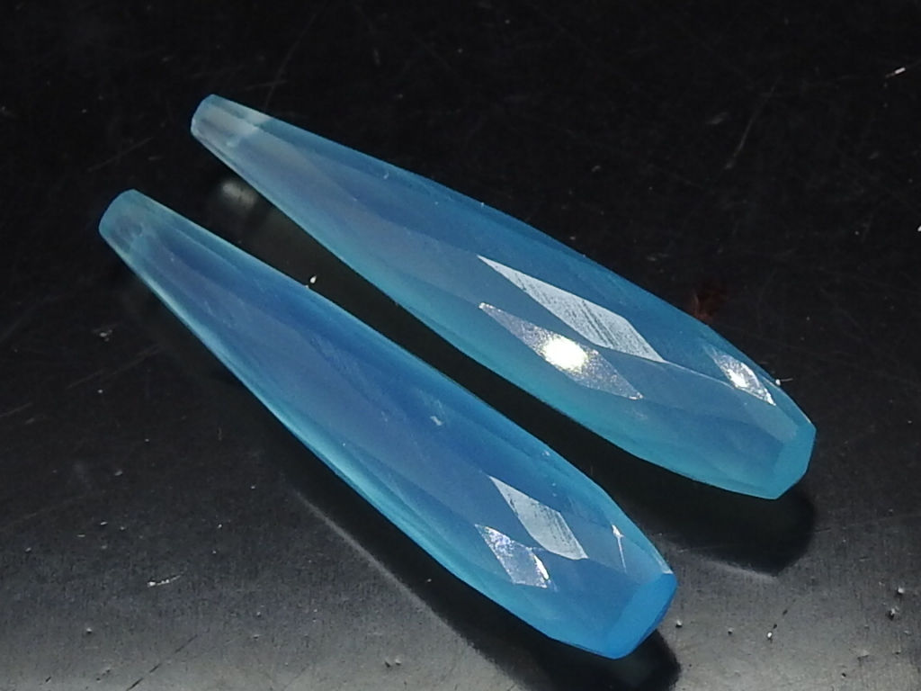 Sky Blue Chalcedony Faceted Elongated Drops