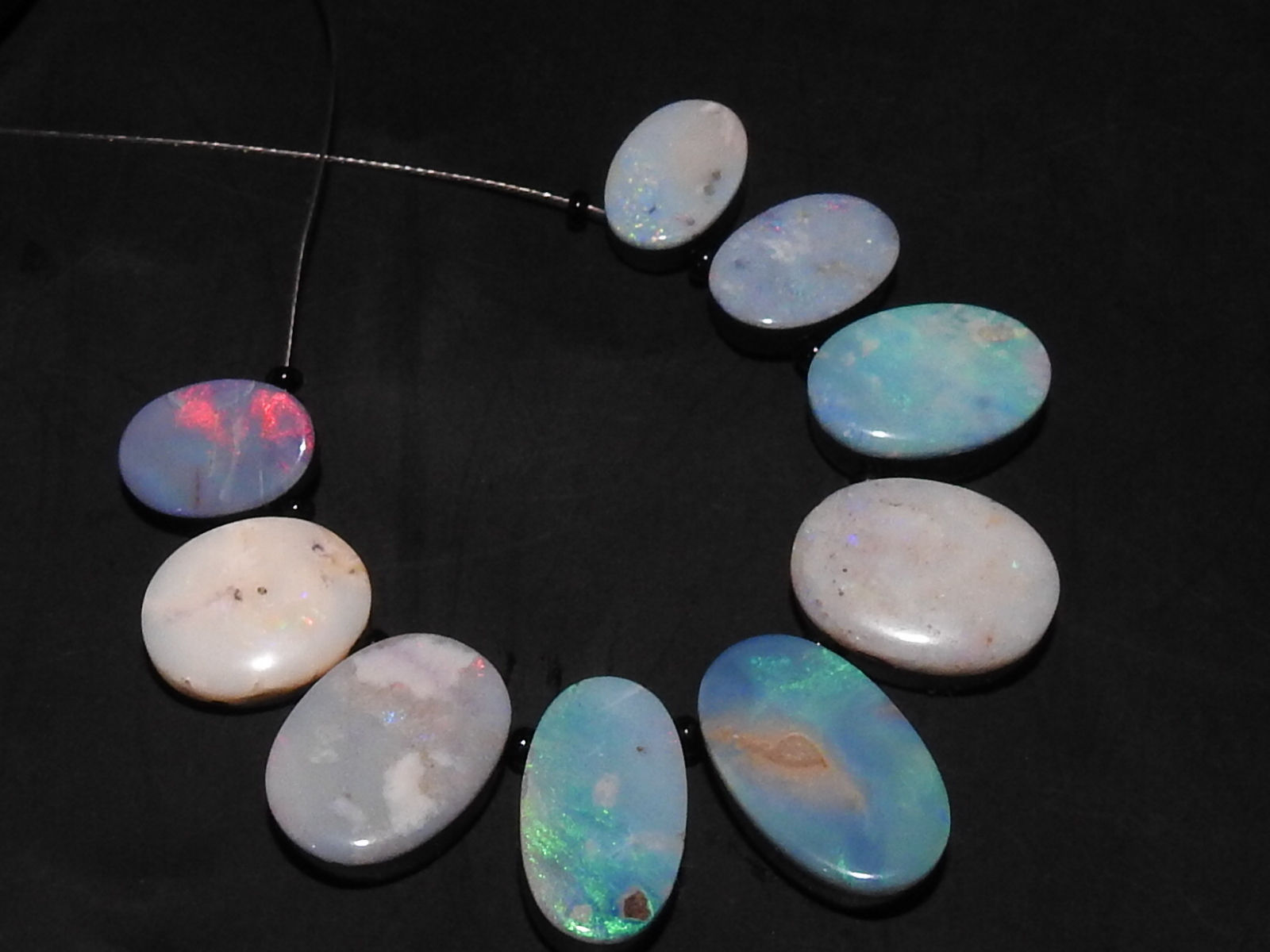 Australian Opal Doublet Smooth Oval Shape Briolette/9Piece 16X10To11X7MM/MS-E