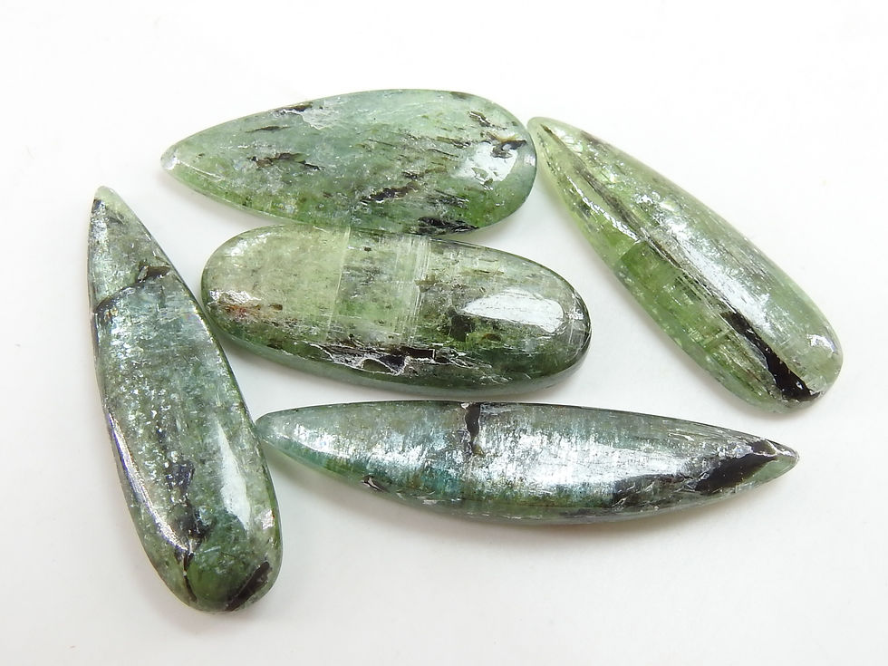 Green Kyanite Smooth Cabochon 5Piece Lot 39X8To29X12MM Approx C-41