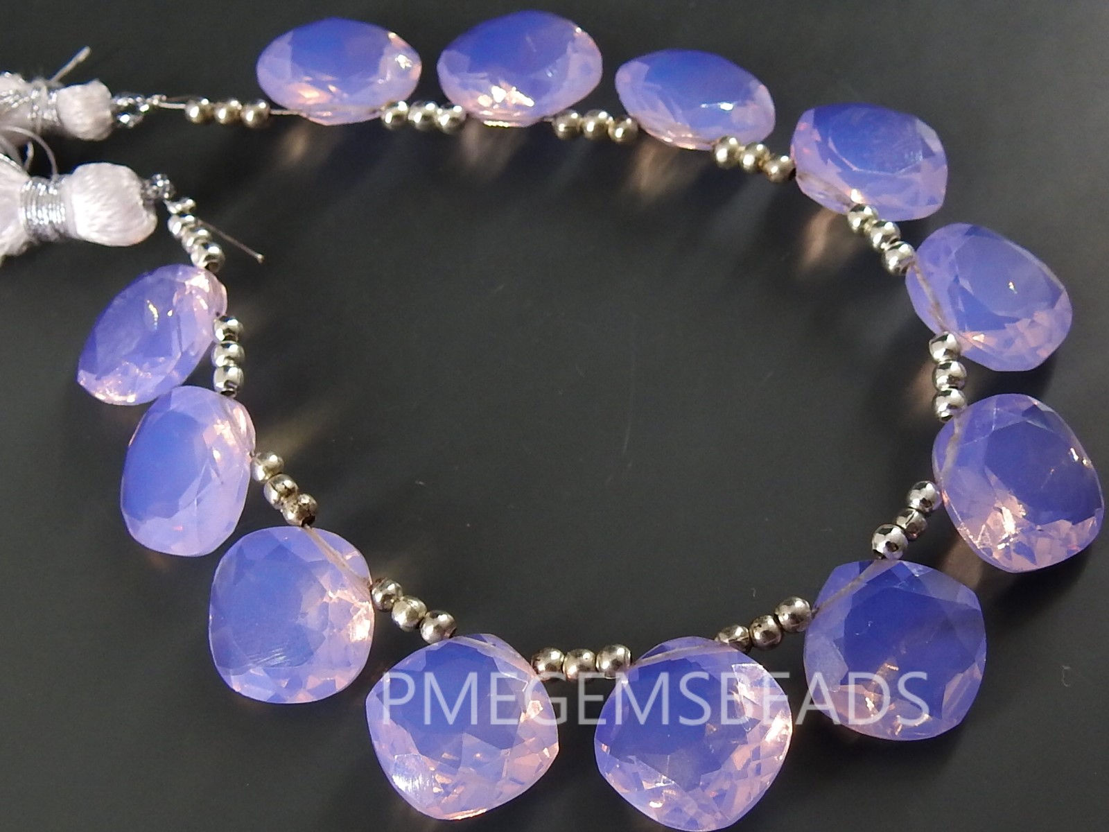 Lavender Blue Quartz Faceted Cut Stone Cushion Shape Briolette