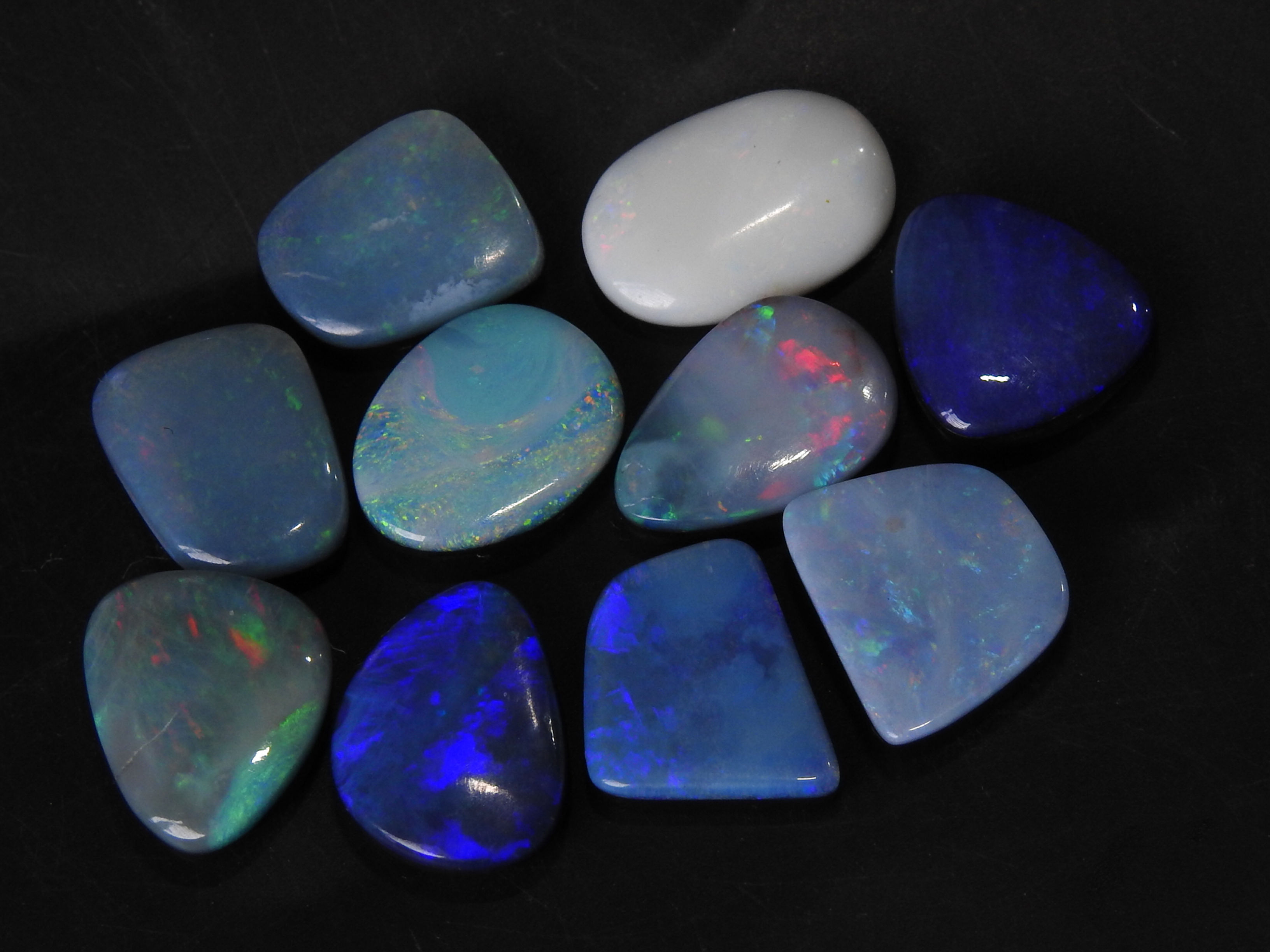 Australian Opal Doublet Cabochon Lot Smooth Polished 10Piece 12To13MM Long MS/16