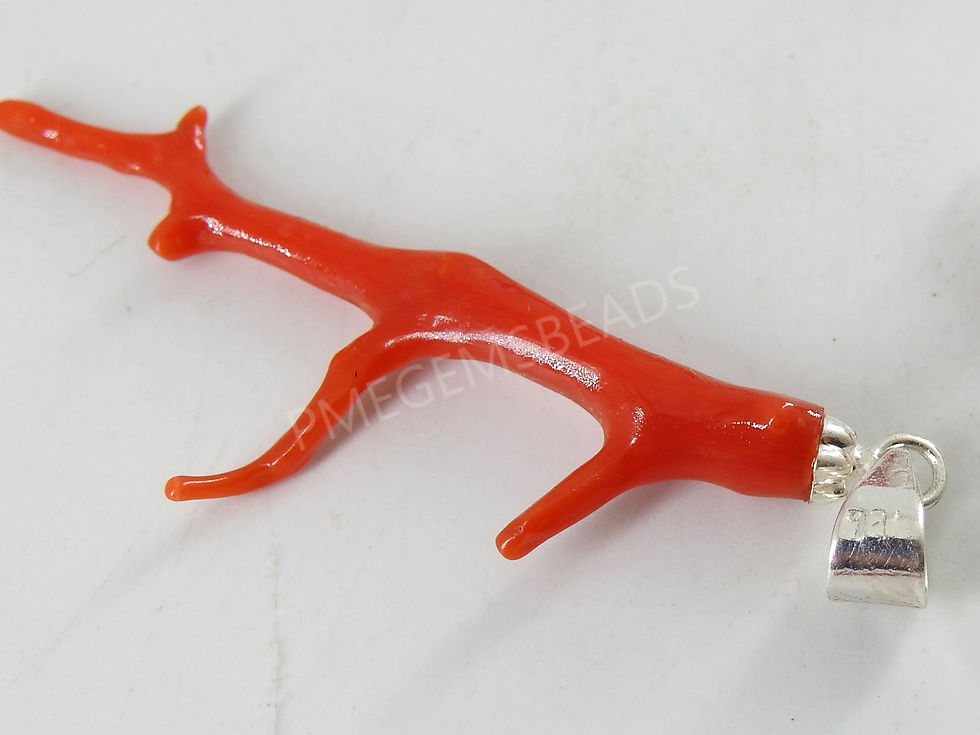 Миниатюра: Red Coral Natural Polished Rough Stick 925 Sterling Silver Pendants
