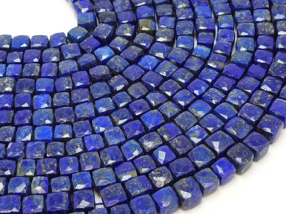 Lapis Lazuli Faceted Cube Box Beads