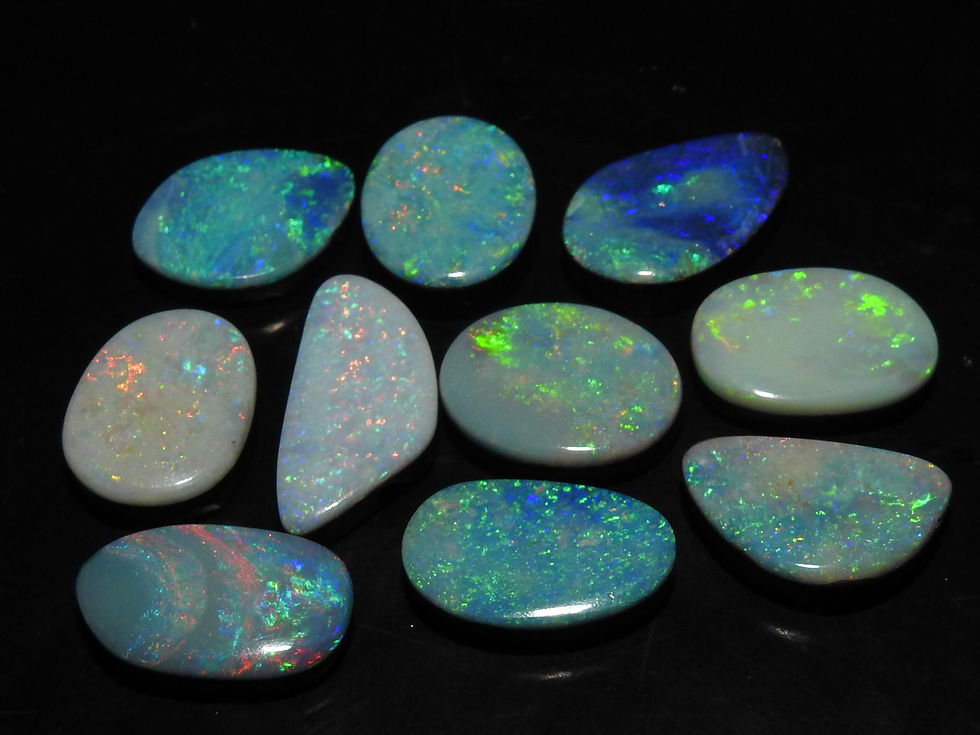 Australian Opal Doublet Multi Flashy Fire Smooth Cabochon Lot