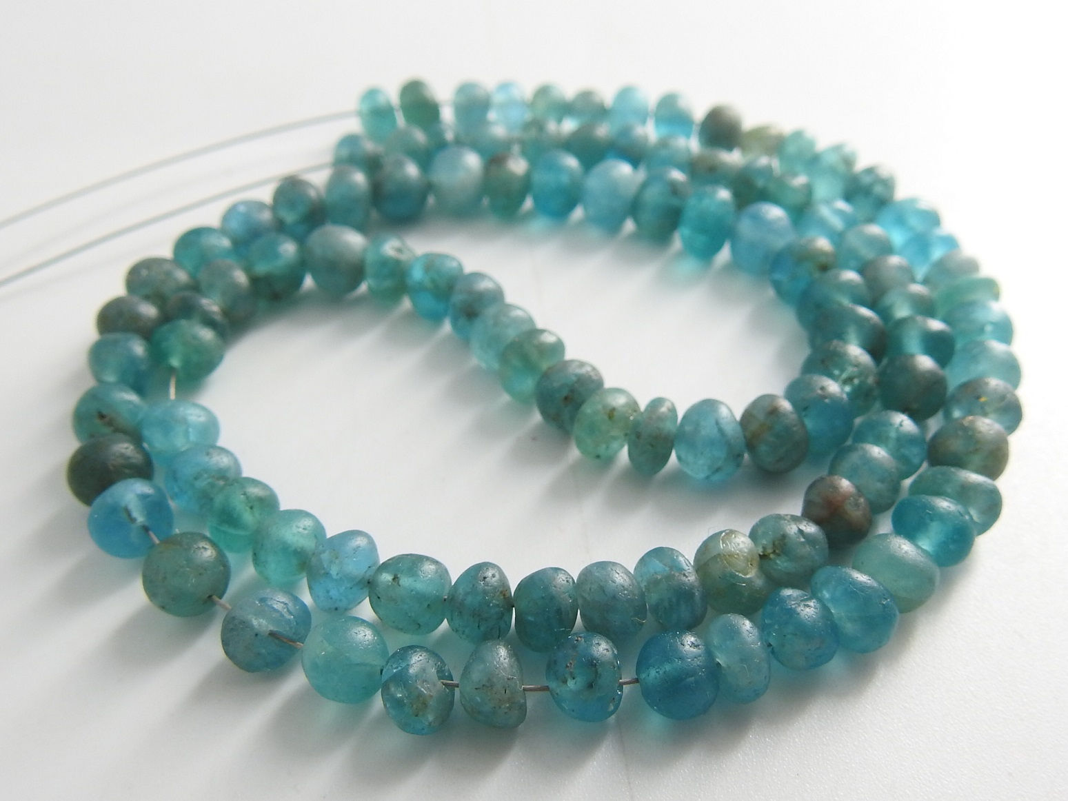 Sky Blue Apatite Roundel Smooth Matte Polished Roundel Beads