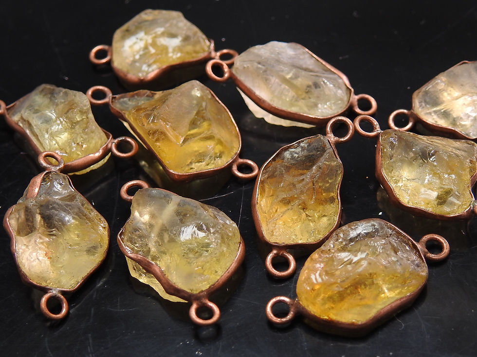 Citrine Natural Rough Copper Connector