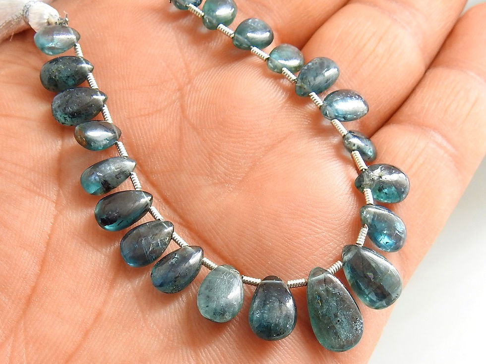 Miniature : Teal Green Moss Kyanite Smooth Teardrop