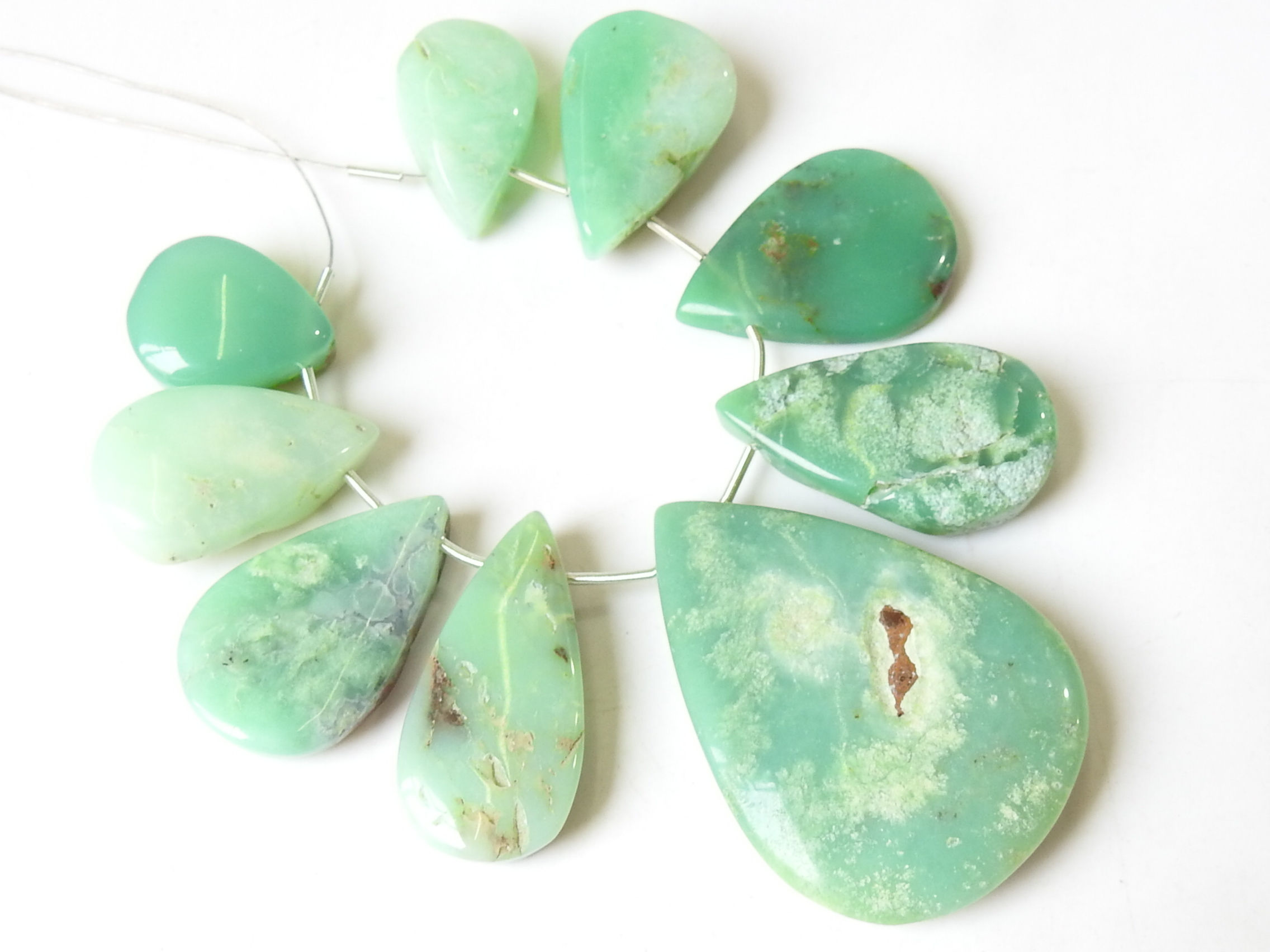 Chrysoprase Smooth Cabochon Briolette/9Piece 43XTo12X9MM Approx/WWM-1