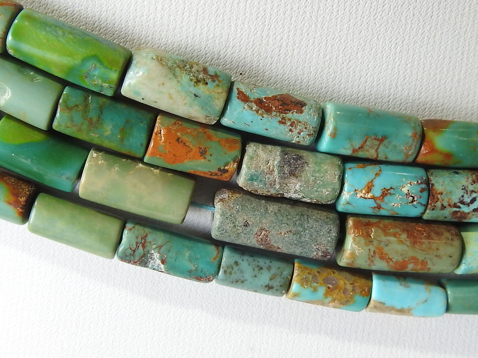 サムネイル： Arizona Turquoise Tube Bead Smooth Polished Loose Stone 9Inch 8X4To10X5MM