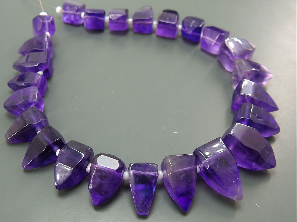 Küçük resim: Amethyst Faceted Bullet Shape Briolette
