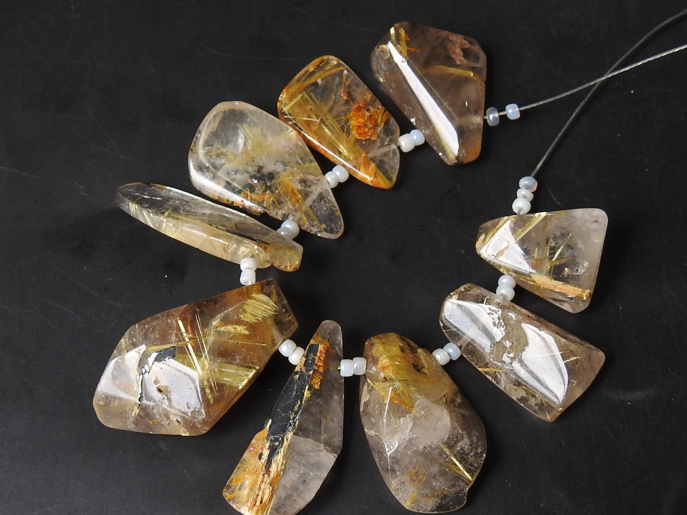 Golden Rutile Quartz Faceted Tumble Nugget 9Piece 30X18To18X10MM Approx WWM-4