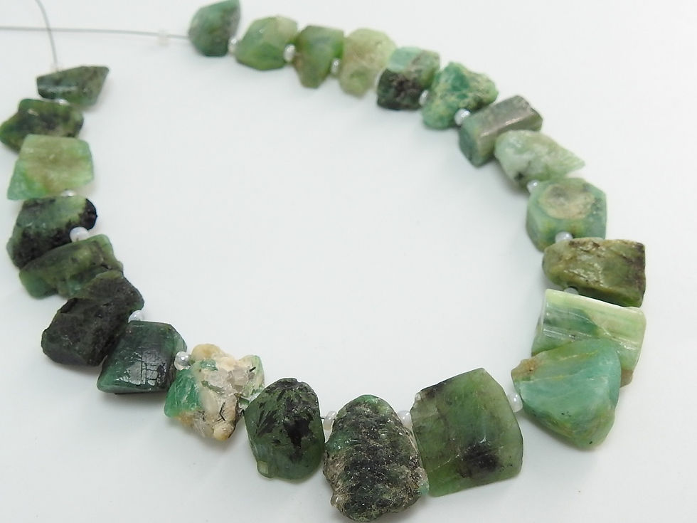 縮圖：Emerald Natural Rough Beads Chip Uncut Nugget Slice
