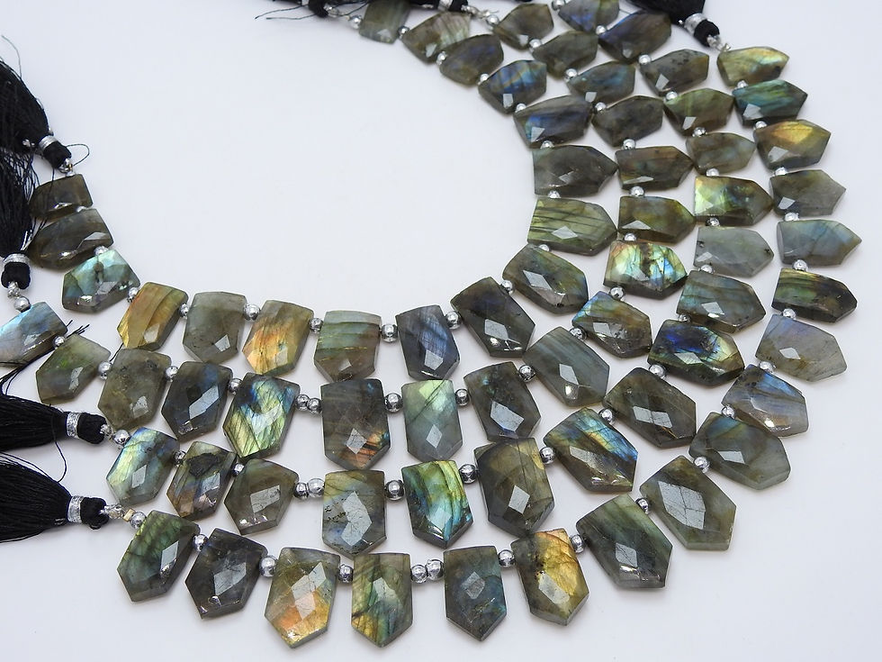 Labradorite Faceted Multi Flashy Fire Pentagon Shape Briolette