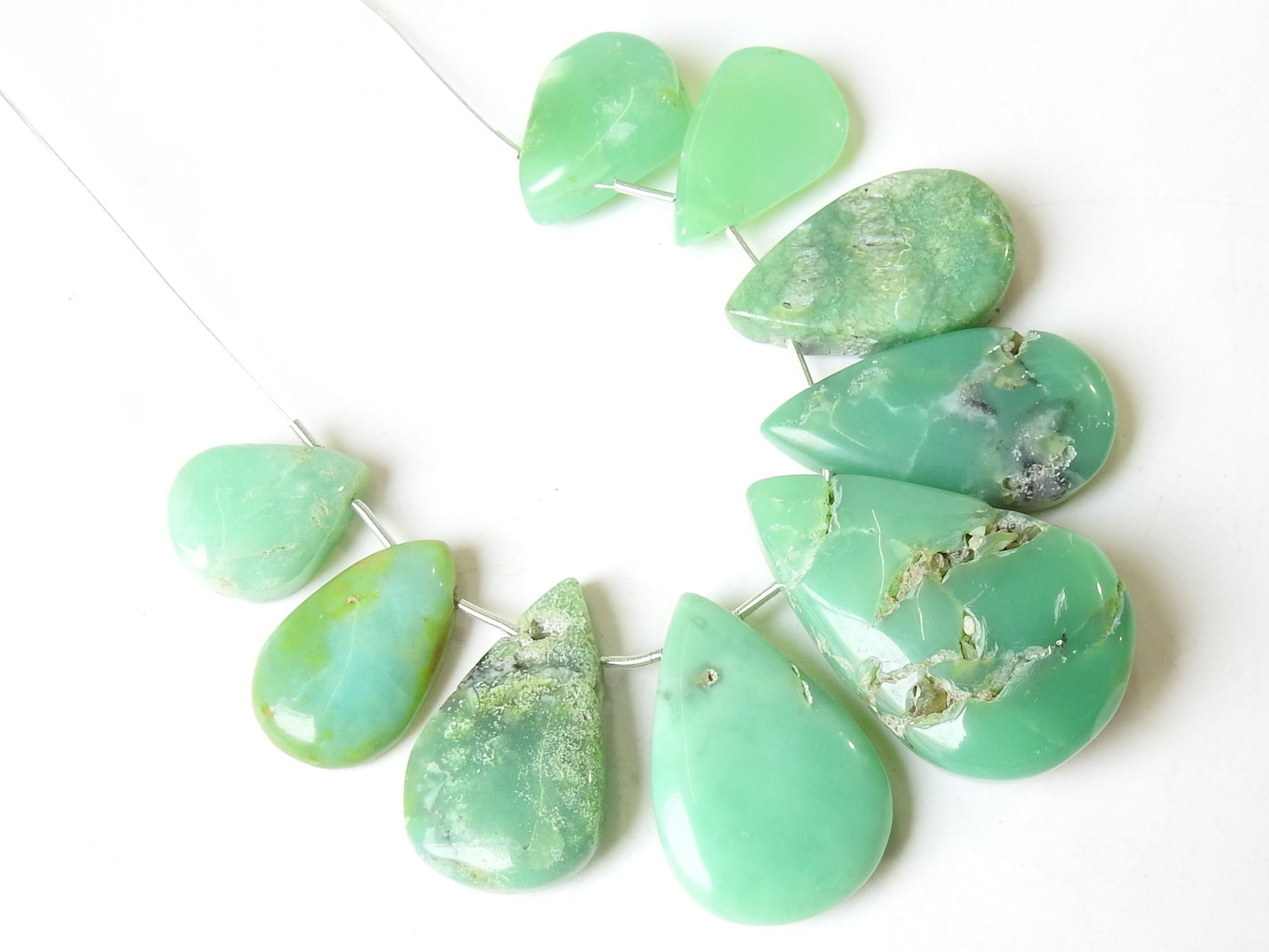 Chrysoprase Smooth Cabochon Briolette/9Piece 35XTo18X14MM Approx/WWM-1