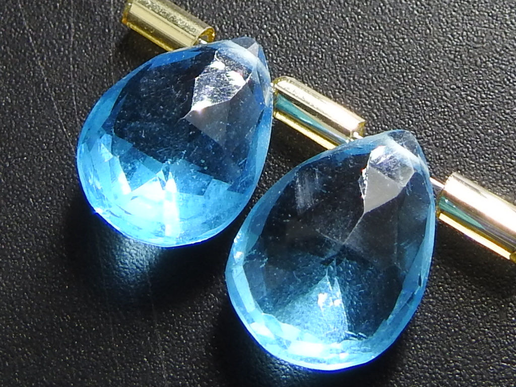 Topaz Blue Quartz Faceted Teardrop/12X8MM