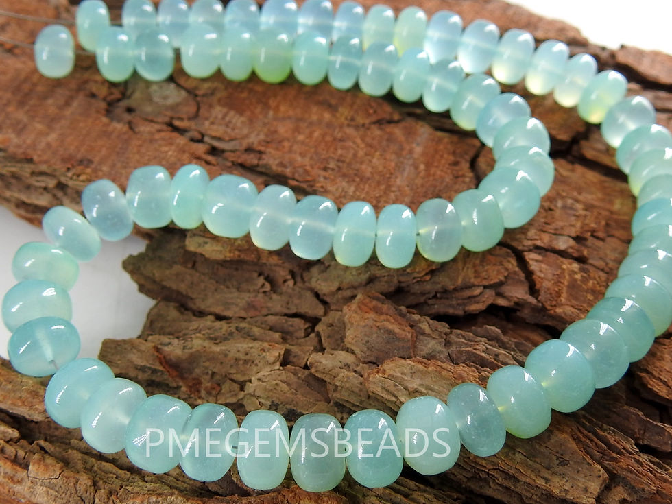 Thumbnail: Aqua Blue Chalcedony Smooth Roundel Bead