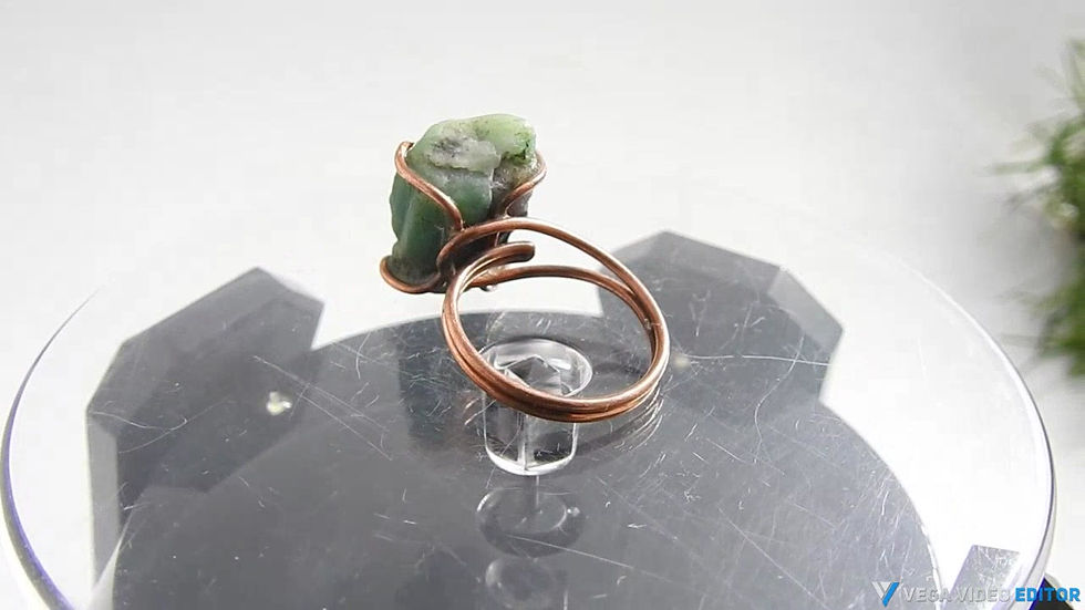 サムネイル： Emerald Natural Rough Wire Wrapping Adjustable Copper Rings