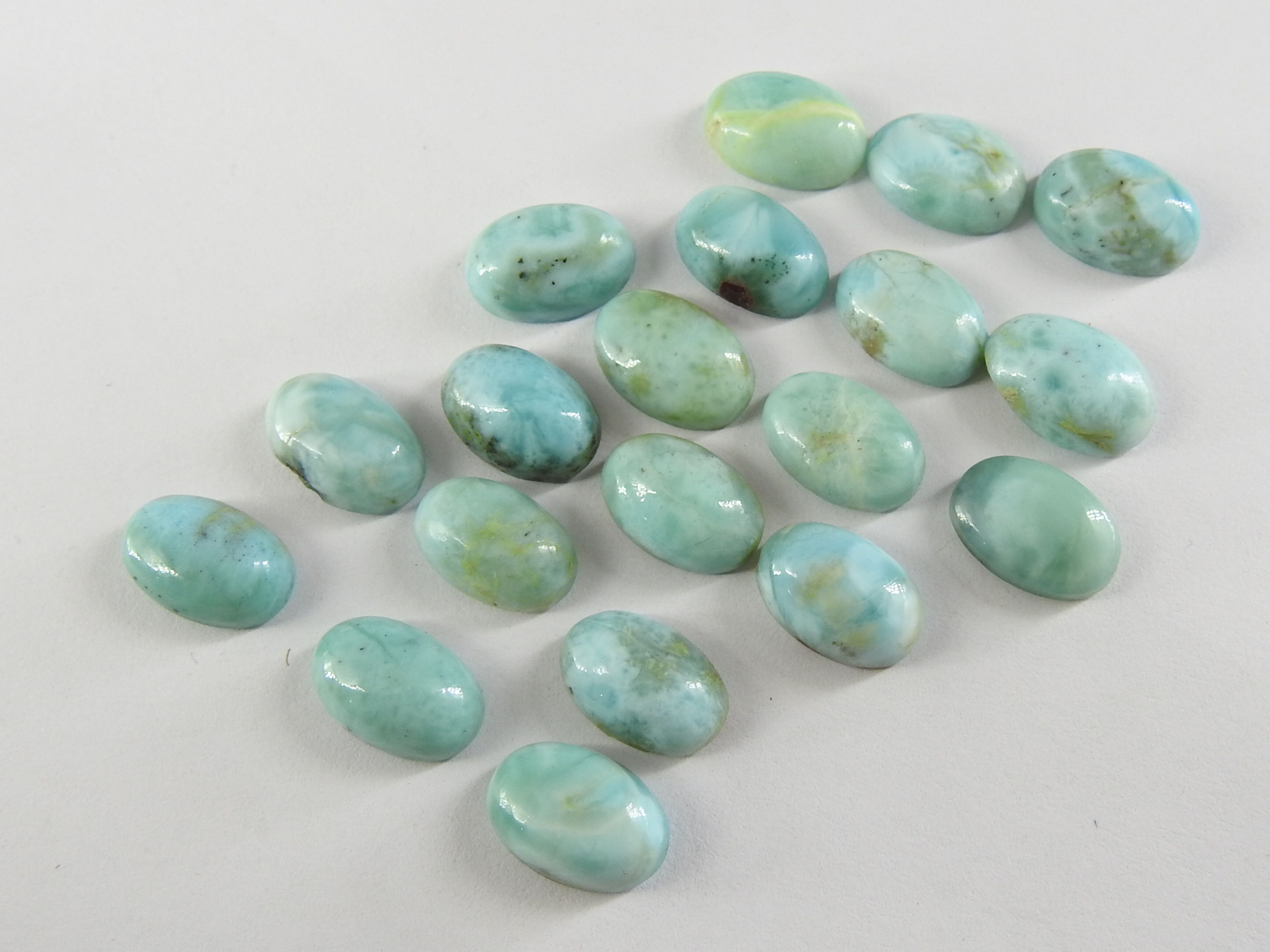 Larimar Cabochon Smooth Polished Oval Shape 19 Piece Lot Calibrated Size 12X8MM