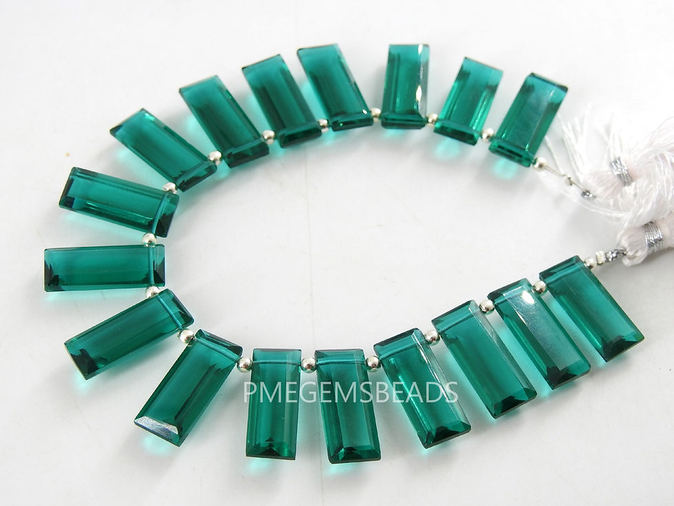サムネイル： Emerald Green Quartz Faceted Baguette