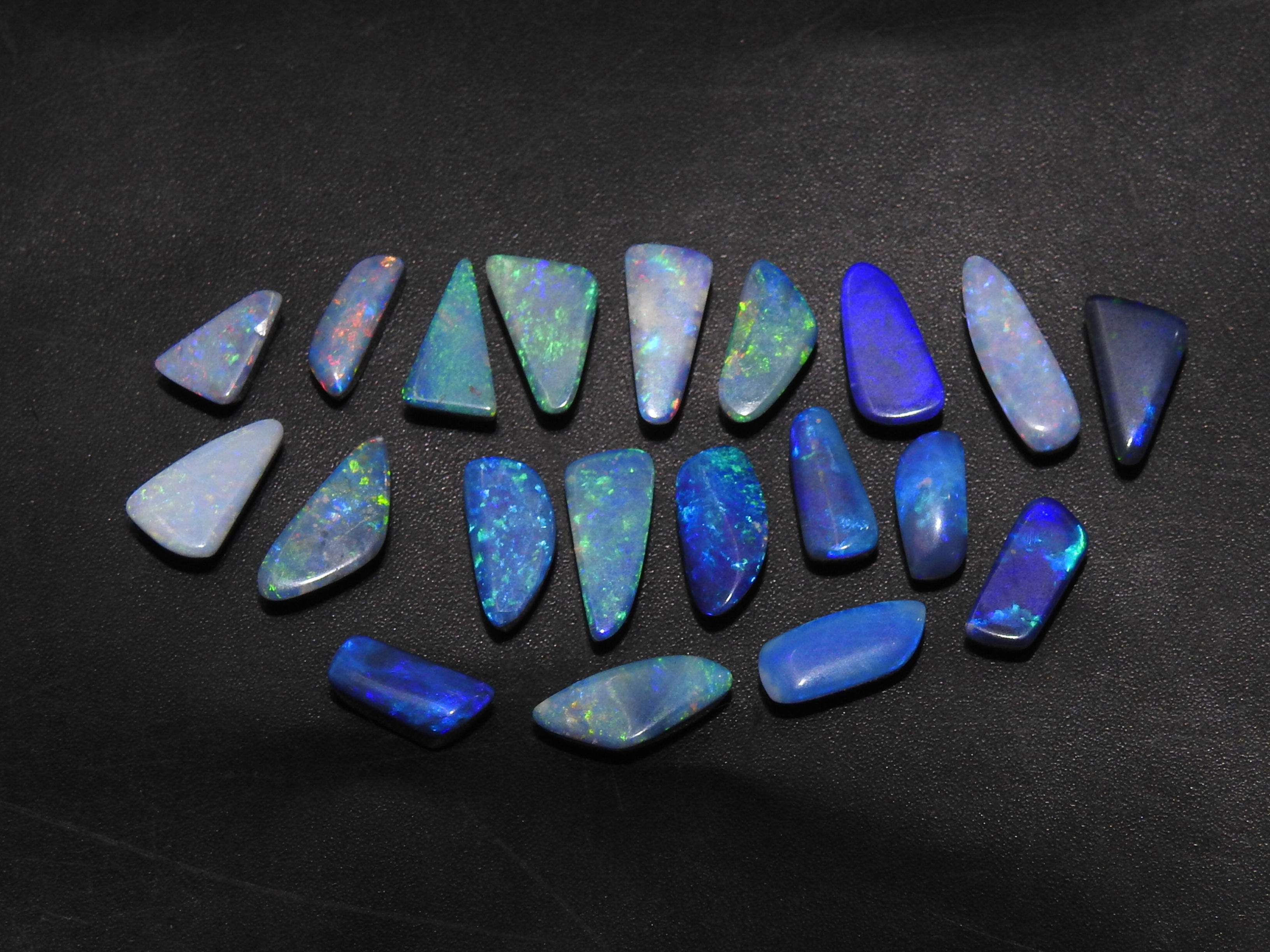 Australian Opal Doublet Cabochon Lot Smooth Polished 20Piece 7-11MM Long