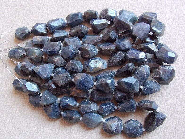 Miniature : Blue Sapphire Faceted Tumble 14-24MM Long Approx Natural Stone