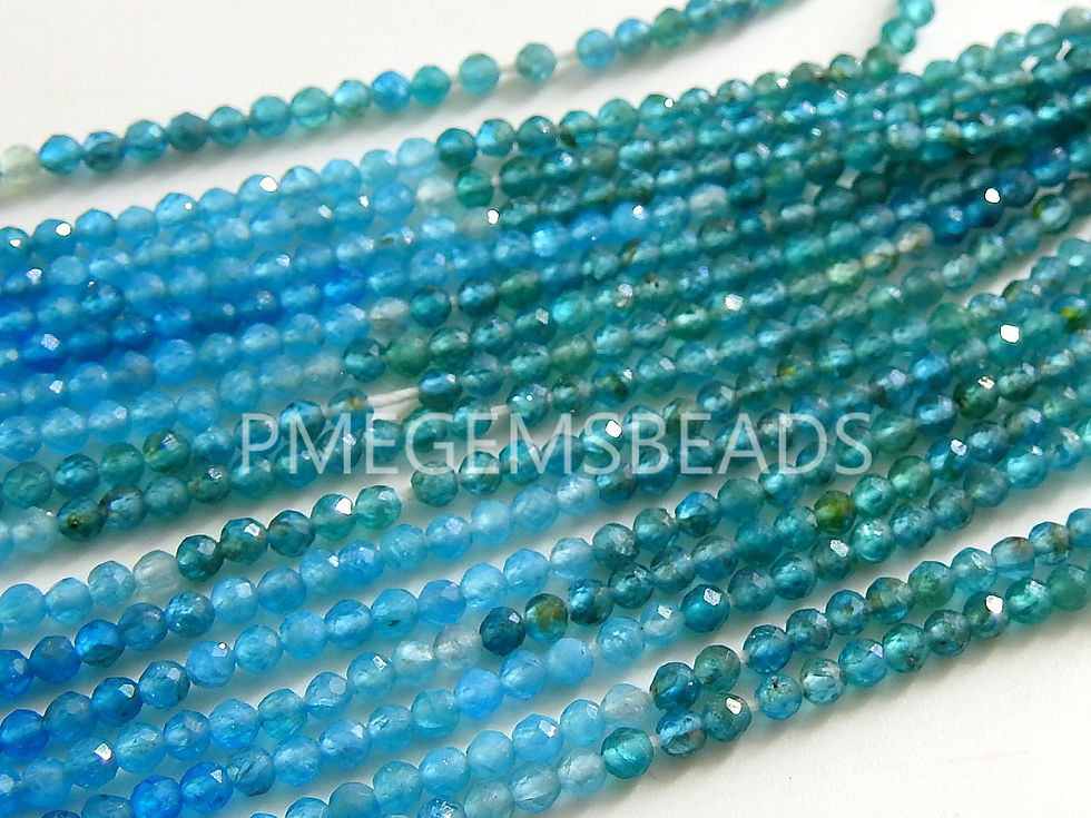 Thumbnail: Blue Apatite Multi Shaded Faceted Sphere Ball Round Beads