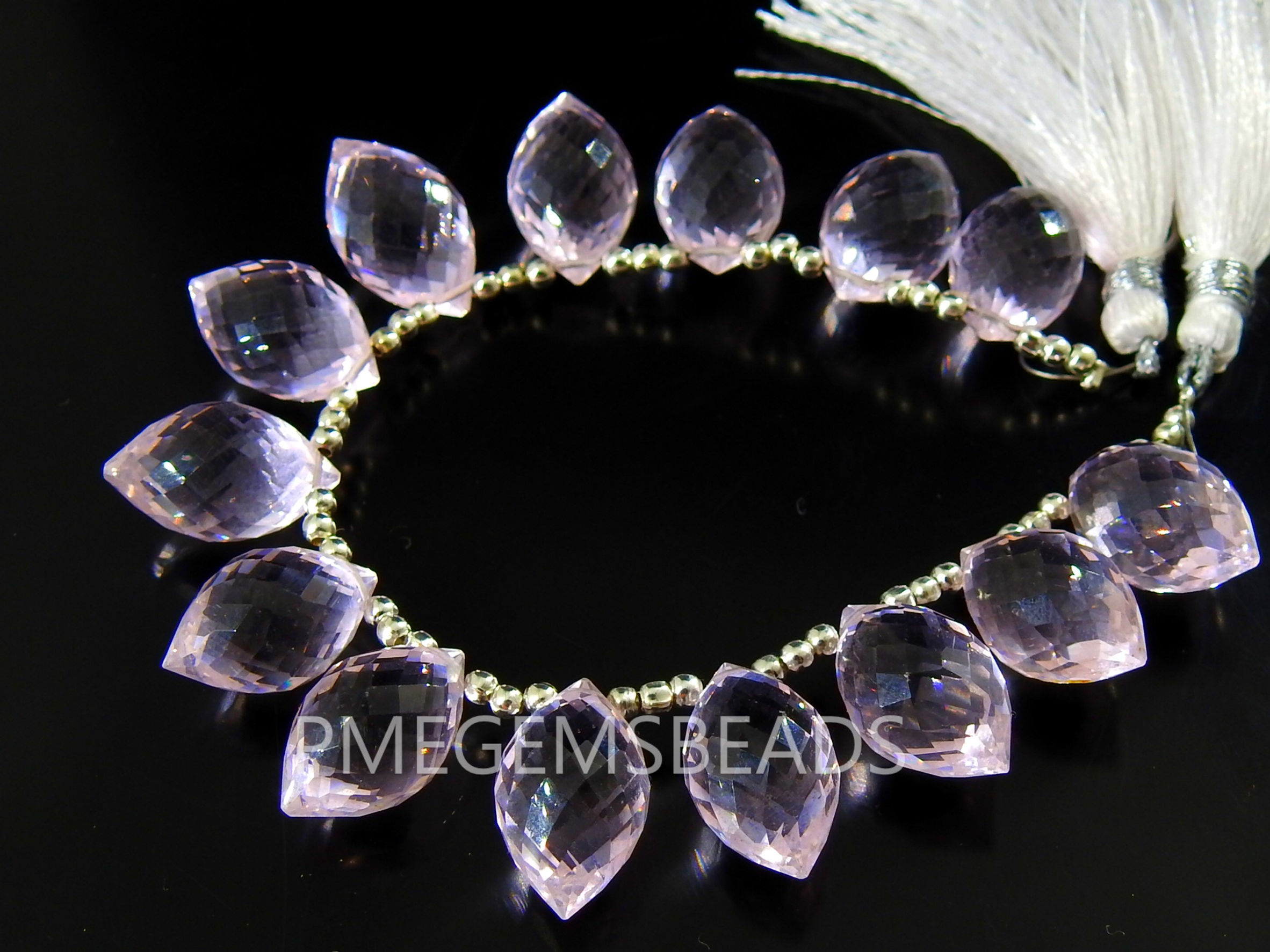 Rose Pink Quartz Micro Faceted Dew Drops