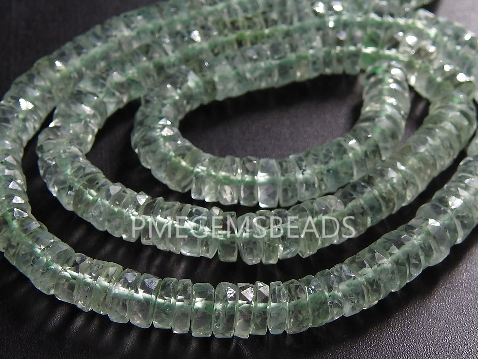 サムネイル： Green Amethyst Faceted Heishi Tyre Beads