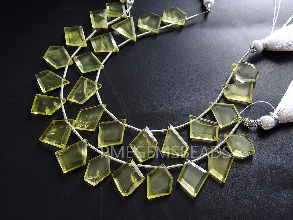サムネイル： Lemon Quartz Faceted Fancy Slice Shape Briolette