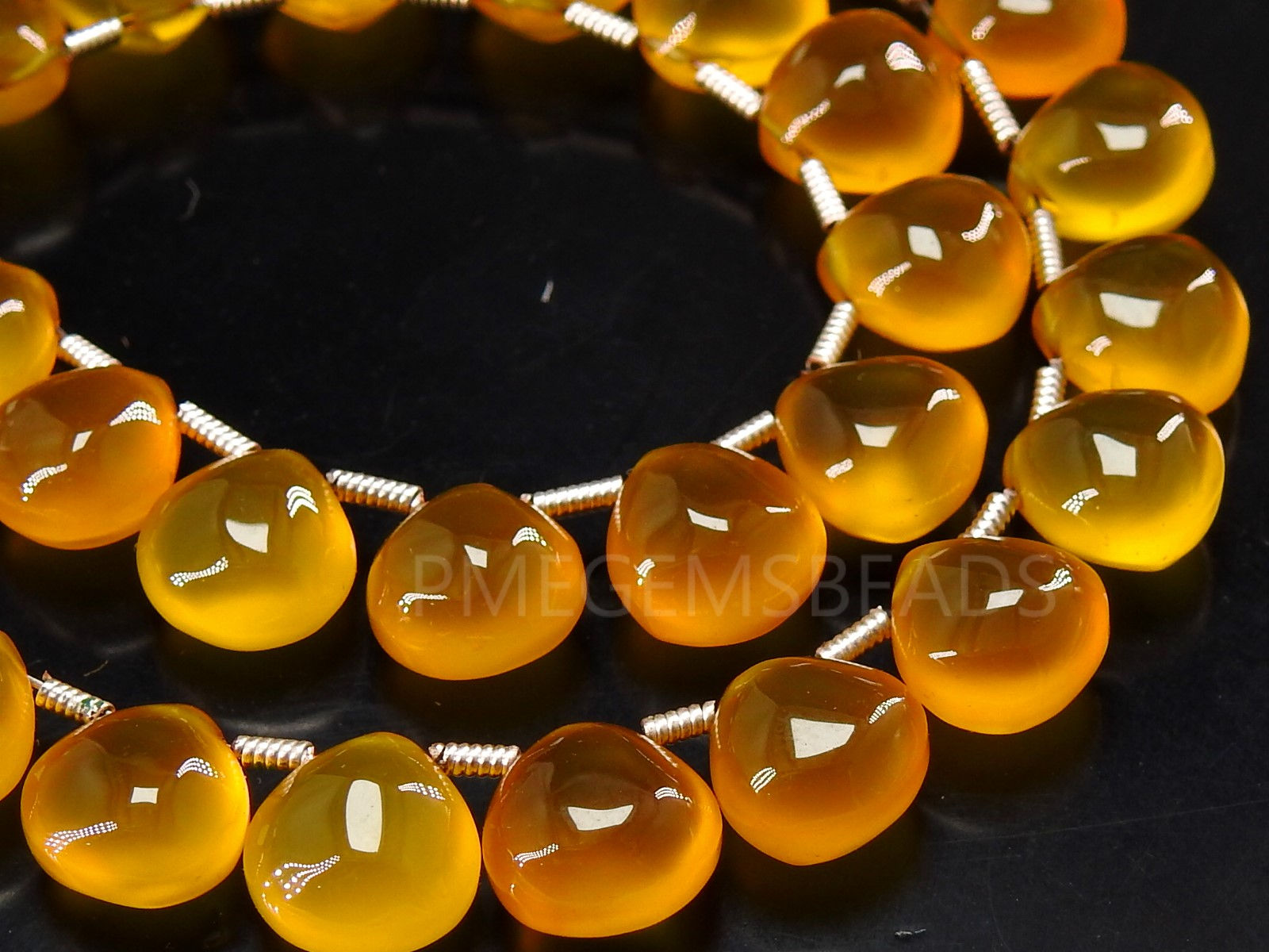 Yellow Chalcedony Smooth Hearts Shape Teardrop