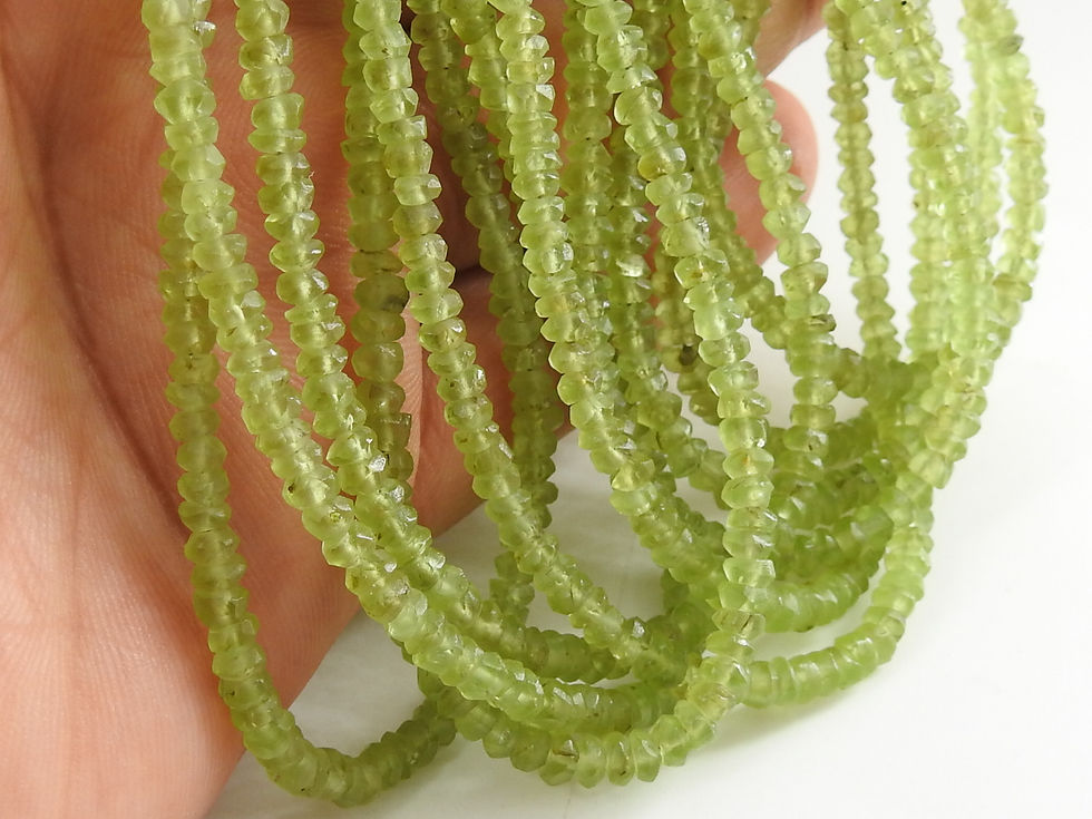 Thumbnail: Peridot Smooth Matte Polished Roundel Beads/PME-B8