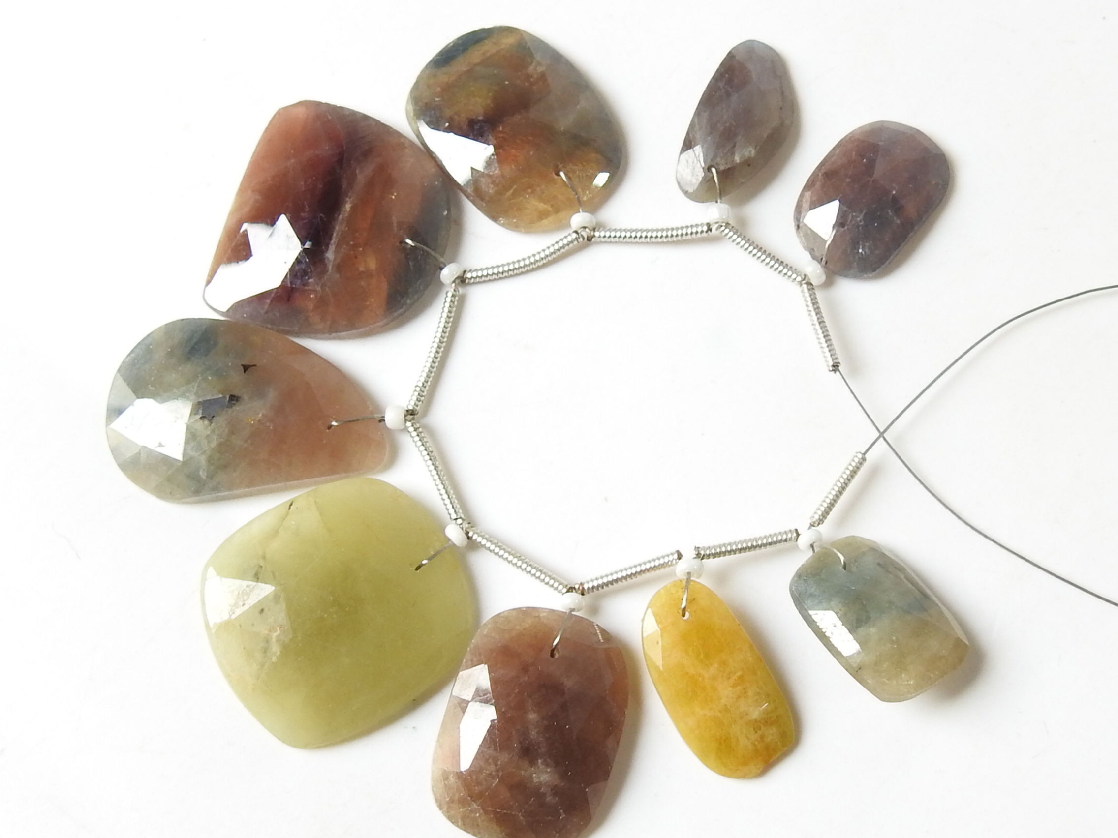 Multi Sapphire Faceted Fancy Shape Cabochon Briolette