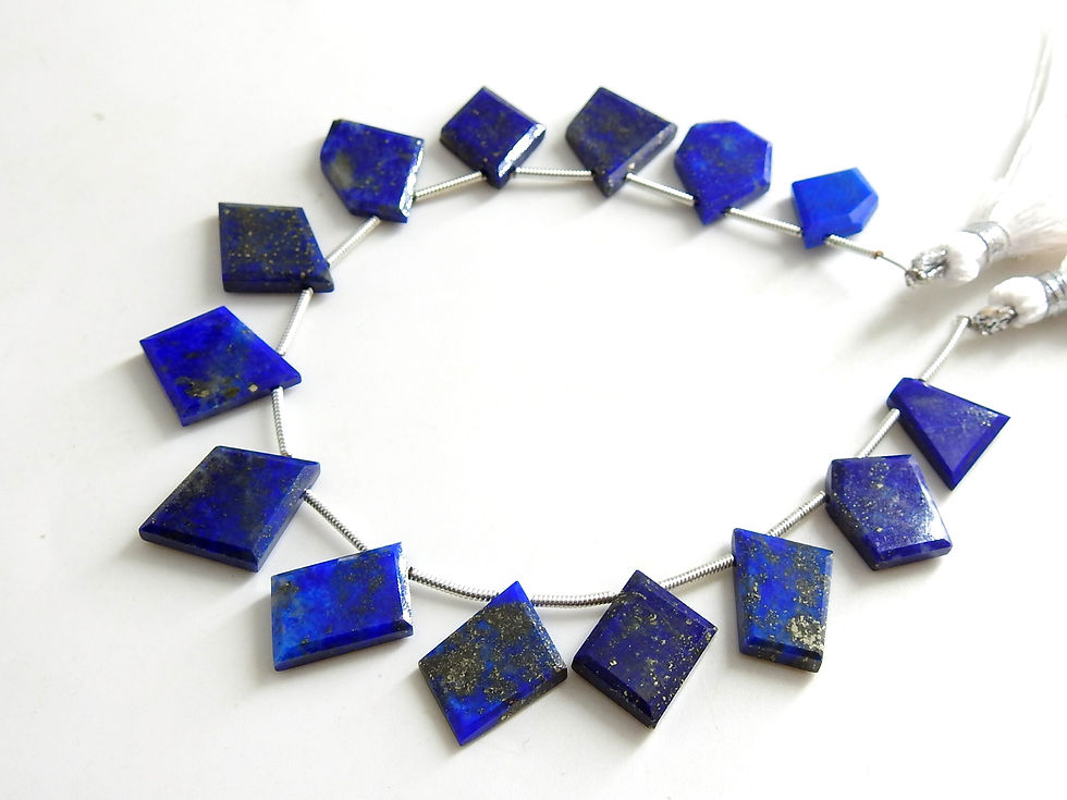 Thumbnail: Lapis Lazuli Faceted Fancy Slice Shape Briolette/Pantagon/Trapezoid/Marquise/