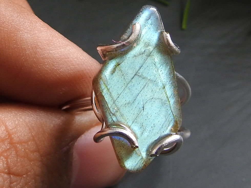 Labradorite Smooth Cabochon Sliver Polished Copper Rings