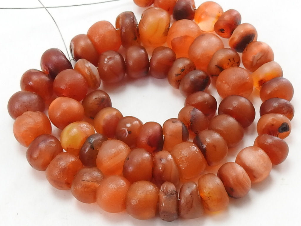 Carnelian Smooth Matte Polished Roundel Bead 14Inches Strand 8To9MM PME-B1
