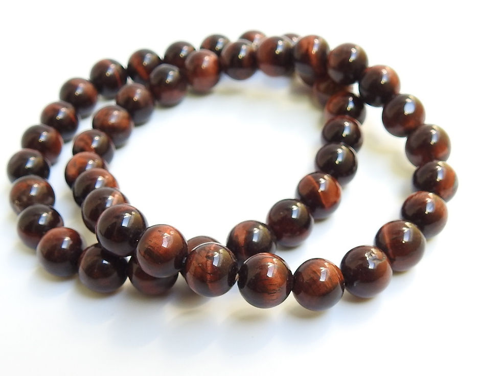 Red Tiger Eye Smooth Sphere Ball Round Beaded Bracelet