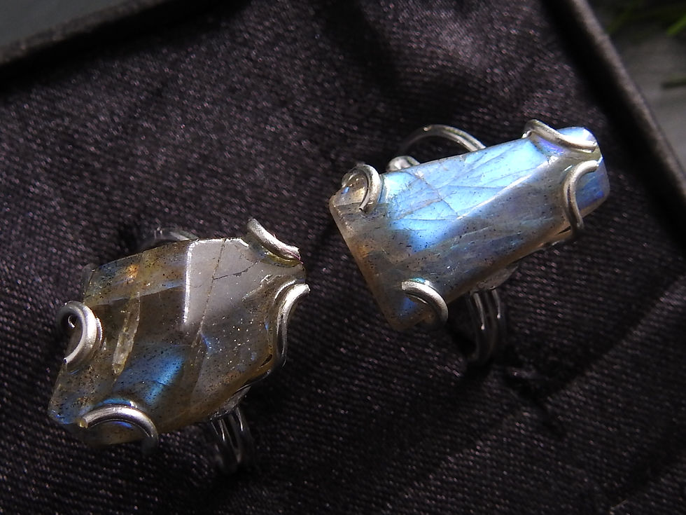 Миниатюра: Labradorite Smooth Cabochon Sliver Polished Copper Rings