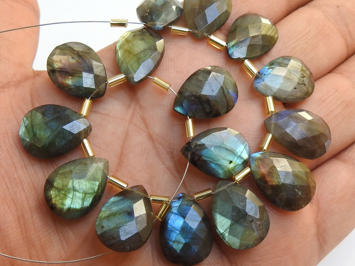 Labradorite Multi Fire Faceted Teardrop 10Piece 14X10MM