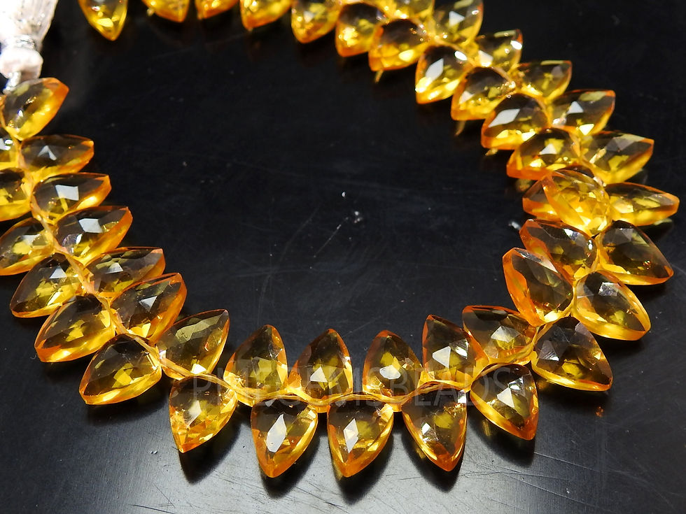 Miniature : Citrine Yellow Quartz Faceted Tie Shape Briolette