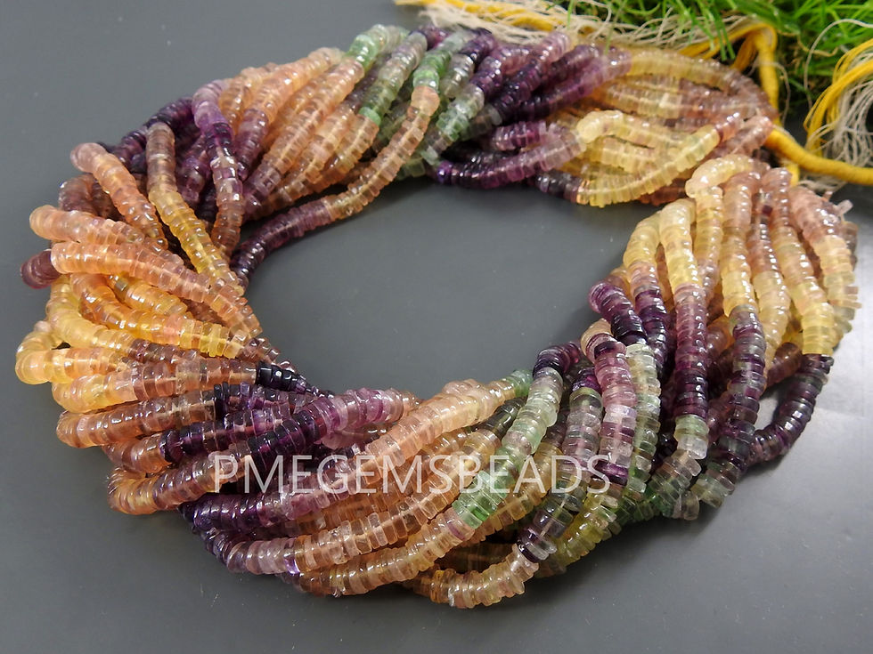 Миниатюра: Fluorite Multi Shaded Smooth Heishi Tyre Beads