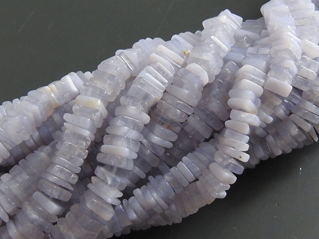 Blue Lace Agate Smooth Heishi Square Cushion Shape Beads