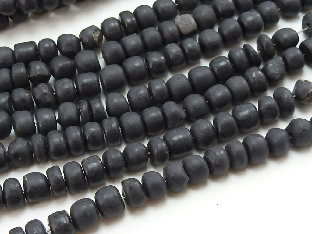 Shungite Smooth Matte Polished Roundel Beads